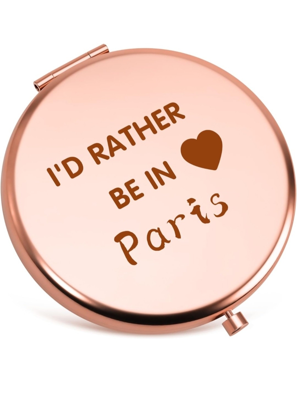Rose Gold Compact Mirror "I'd Rather Be In Paris"